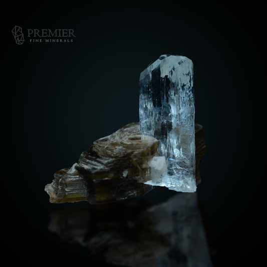 Etched Aquamarine Crystal on Muscovite Mica – Pakistan Mineral Specimen