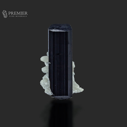 Double-Terminated Black Tourmaline Crystal with Albite – Pakistan