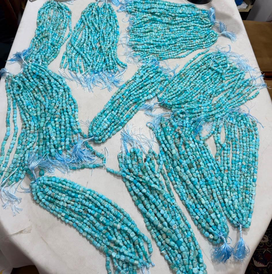 Natural Blue Aragonite handmade Beaded Necklace - Genuine Tumbled Gemstone Beads | Premier Fine Minerals