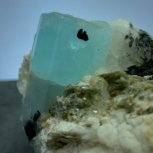 Aquamarine Tourmaline, Feldspar Matrix, 900g Mineral, Pakistan Specimen, Blue Beryl, Raw Crystal, Multi-Mineral, Collector Specimen, Rare Mineral, Aquamarine on Matrix