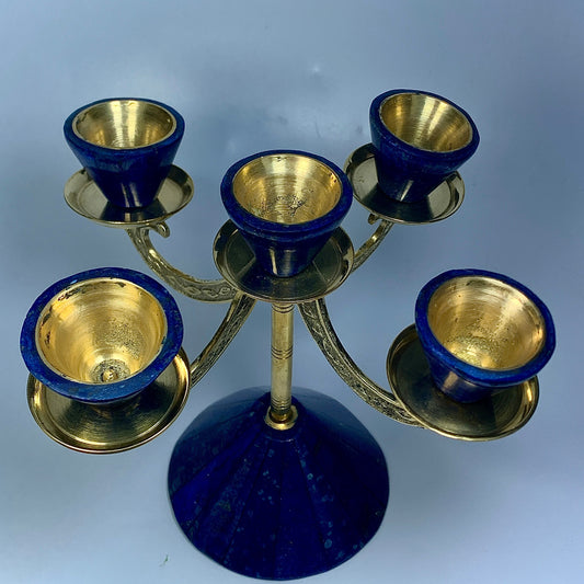Lapis Lazuli Decor, Crystal Candle Holder, 6.3 Inch, Hand Carved Stone, Blue Stone, Afghan Crystal, Third Eye Chakra, Meditation Gift, Luxury Decor, Lapis Lazuli Gift, Afghan Lapis, Candle Stand,