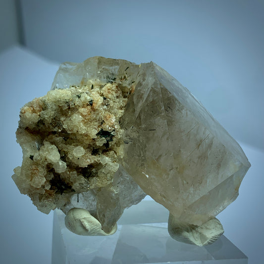 Rutile Quartz, Terminated Crystal, Lepidolite Matrix, 57 Grams, Pakistan Specimen, Black Rutile, Rare Mineral, Quartz on Matrix, Collector Grade, Rutile Quartz