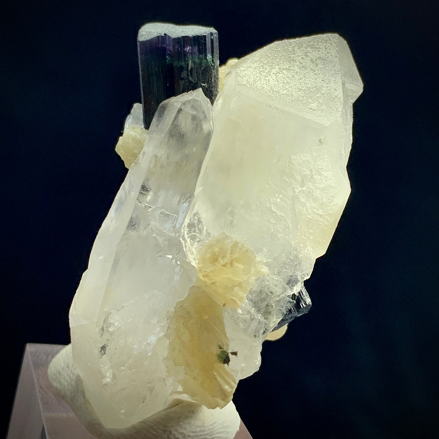 Blue Cap Tourmaline, 118 Carat, Double Terminated Quartz, DT Quartz, Skardu Pakistan, Mica Association, Tourmaline Crystal, Collector Specimen, Aesthetic Cluster, Throat Chakra, Rare Mineral, Investment Stone, Crystal Dimensions