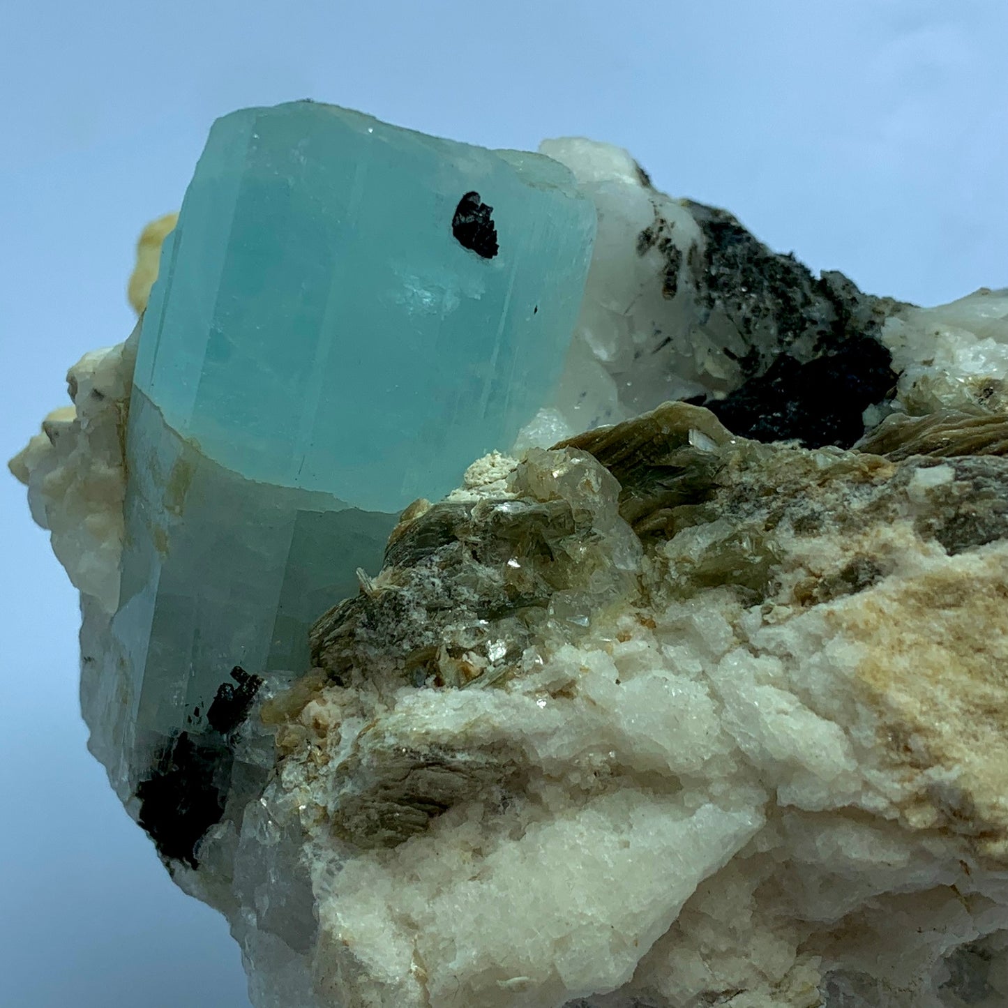 Aquamarine Tourmaline, Feldspar Matrix, 900g Mineral, Pakistan Specimen, Blue Beryl, Raw Crystal, Multi-Mineral, Collector Specimen, Rare Mineral, Aquamarine on Matrix