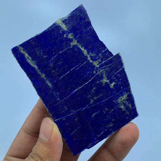 Lapis Lazuli Slab, Polished Slice, Royal Blue, Golden Pyrite, Afghan Lapis, $\sim 480$ Carats, Third Eye Chakra, Collector Gem, Display Mineral, Wisdom Stone, Afghanistan Mineral, Investment Stone, Crystal Dimensions