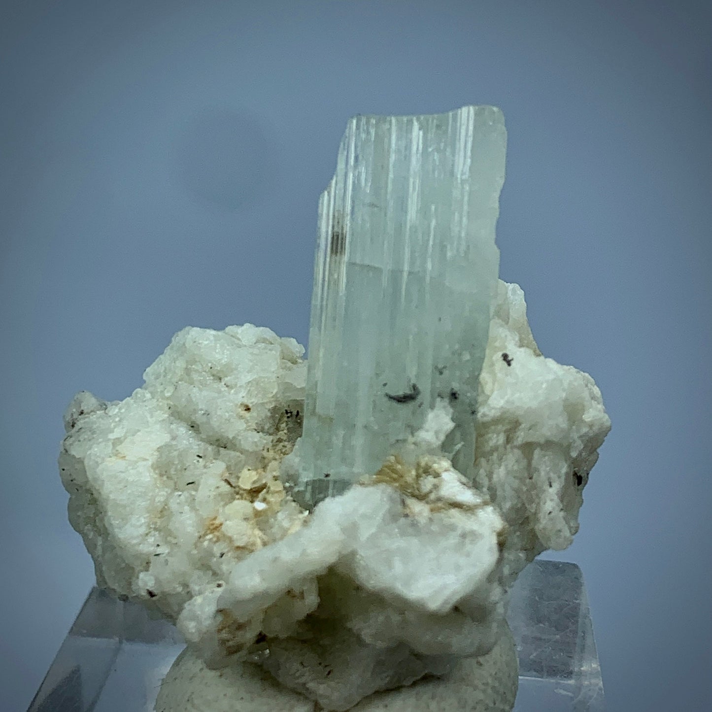 Aquamarine, Etched Aquamarine, Feldspar Matrix, Pakistan Mineral, Beryl Crystal, Rare Mineral, Natural Etching, Collector Specimen, Miniature Specimen, Pegmatite Mineral, Throat Chakra, Crystal Dimensions, Mineral Association