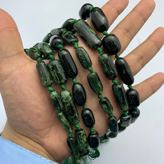 Green Tourmaline Necklace, Epidote Jewelry, Beaded Gemstone Necklace, Polished Tourmaline, Natural Green Stone, Healing Jewelry, Chakra Necklace, Handmade Gemstone, Gift for Her, Epidote Tourmaline