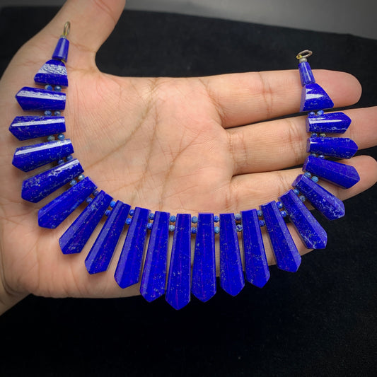 Lapis Lazuli Necklace, 400 Carats, 925 Silver, Sterling Silver, Royal Blue Gemstone, Third Eye Chakra, Wisdom Stone, Pyrite Inclusion, Statement Necklace, Fine Jewelry, Lapis Lazuli, Investment Piece, Gemstone Jewelry