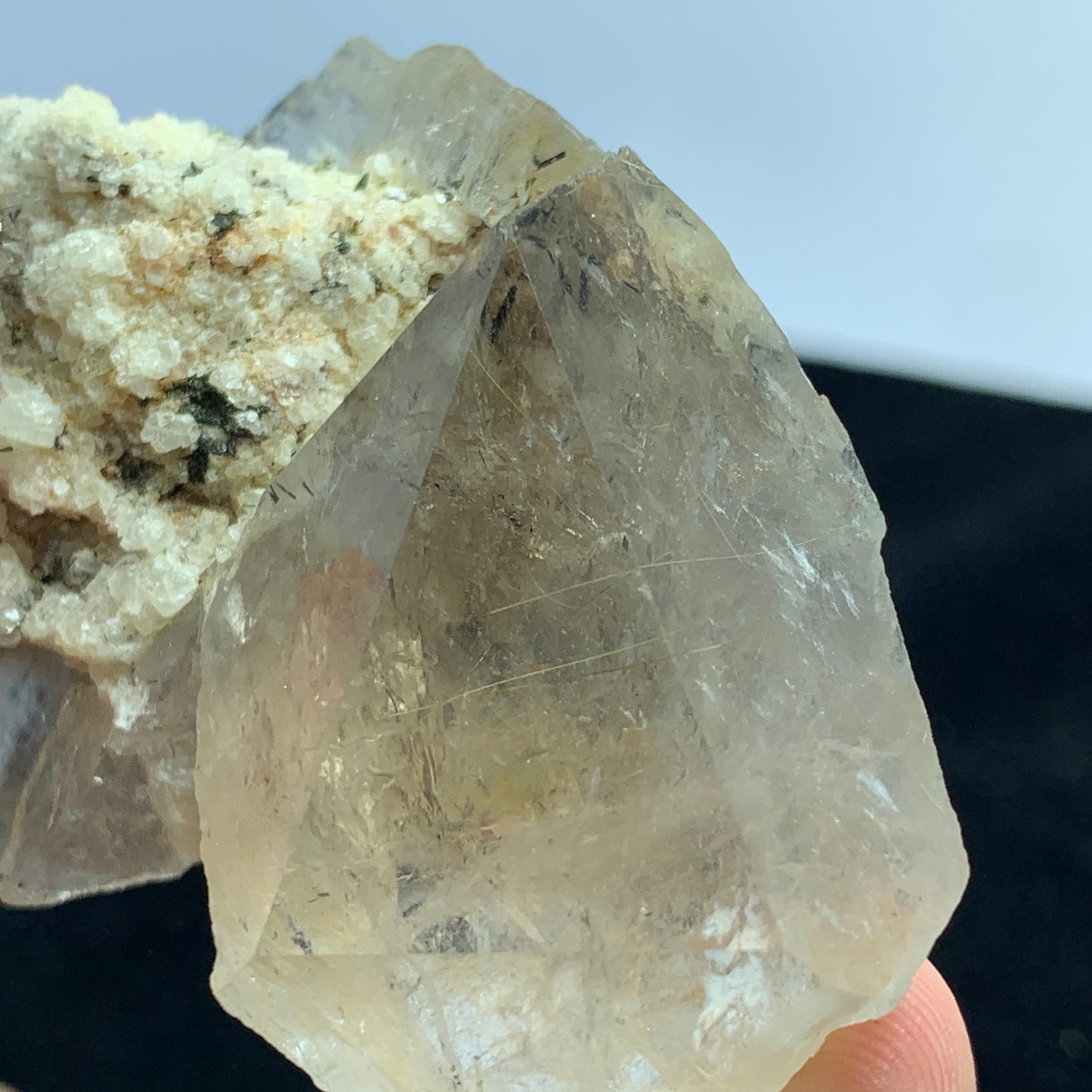 Rutile Quartz, Terminated Crystal, Lepidolite Matrix, 57 Grams, Pakistan Specimen, Black Rutile, Rare Mineral, Quartz on Matrix, Collector Grade, Rutile Quartz