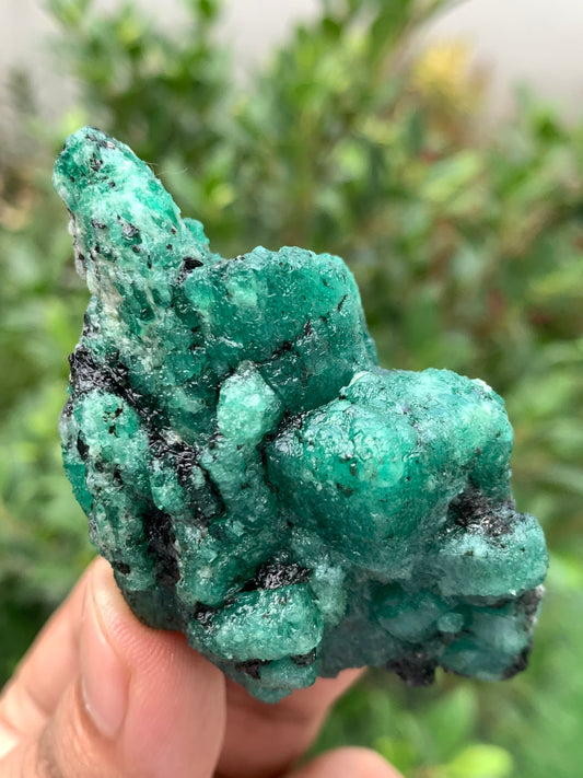 Natural Green Emerald on Matrix from Chitral Pakistan – Rough Emerald Crystal Cluster – Collector Mineral Specimen – 83g