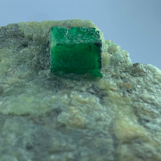 Emerald Crystal on Matrix, 290 Carat Emerald, Terminated Crystal, Vivid Green Emerald, Swat Valley Pakistan, Rare Specimen, Natural Surface Structure, Mineral Collector, Investment Stone, Raw Emerald, Large Crystal