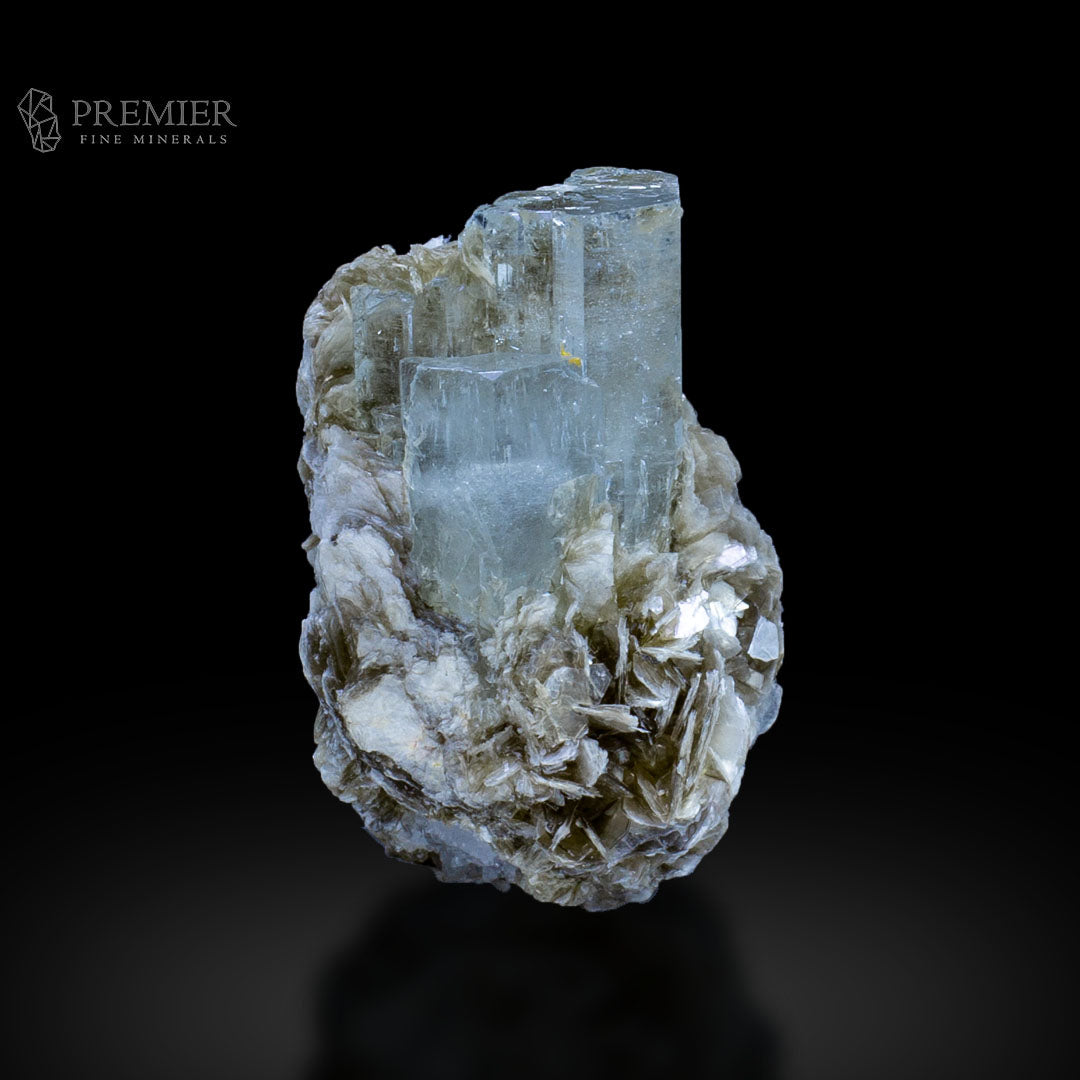 Aquamarine, Beryl, Muscovite, Mica, Cluster, Combination Specimen, 18 Grams, 90 Carats, Pakistan Mineral, Skardu, Raw Crystal, Collector Grade, Miniature Specimen, Gem Quality