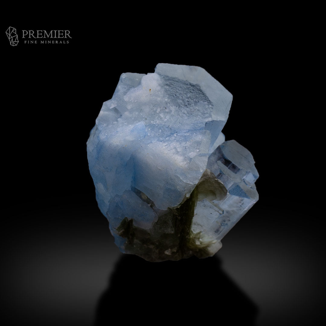 Double Terminated Aquamarine Cluster with Rare Bubble