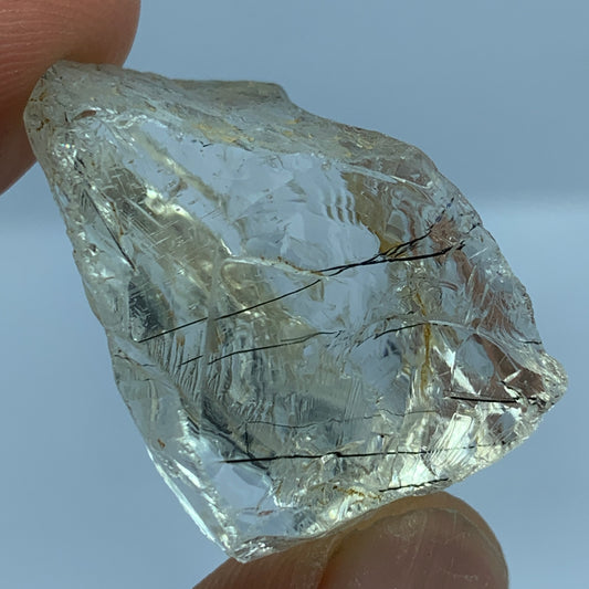 Rutilated Quartz, Black Rutile Quartz, Etched Quartz, Quartz Crystal, Raw Crystal, Natural Mineral, 85 Carat Quartz, Pakistan Mineral, Clear Quartz, Quartz Specimen, Healing Crystal, Gemstone Rough, Rutile Inclusions.