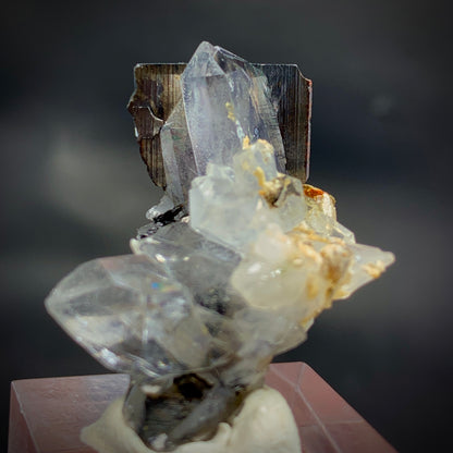 Brookite Crystal, Quartz Cluster, Rare Mineral,  Brookite on Quartz, Collector Specimen, High Energy, Miniature Specimen, Mineral Association, Crystal Dimensions, Natural Specimen, Investment Stone