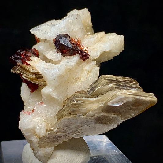 Rhodolite Garnet, Garnet in Matrix, Pakistan Mineral, Heart Chakra, Feldspar, Mica, Pegmatite Mineral, Collector Specimen, Miniature Specimen, Gemstone Crystal, Mineral Association