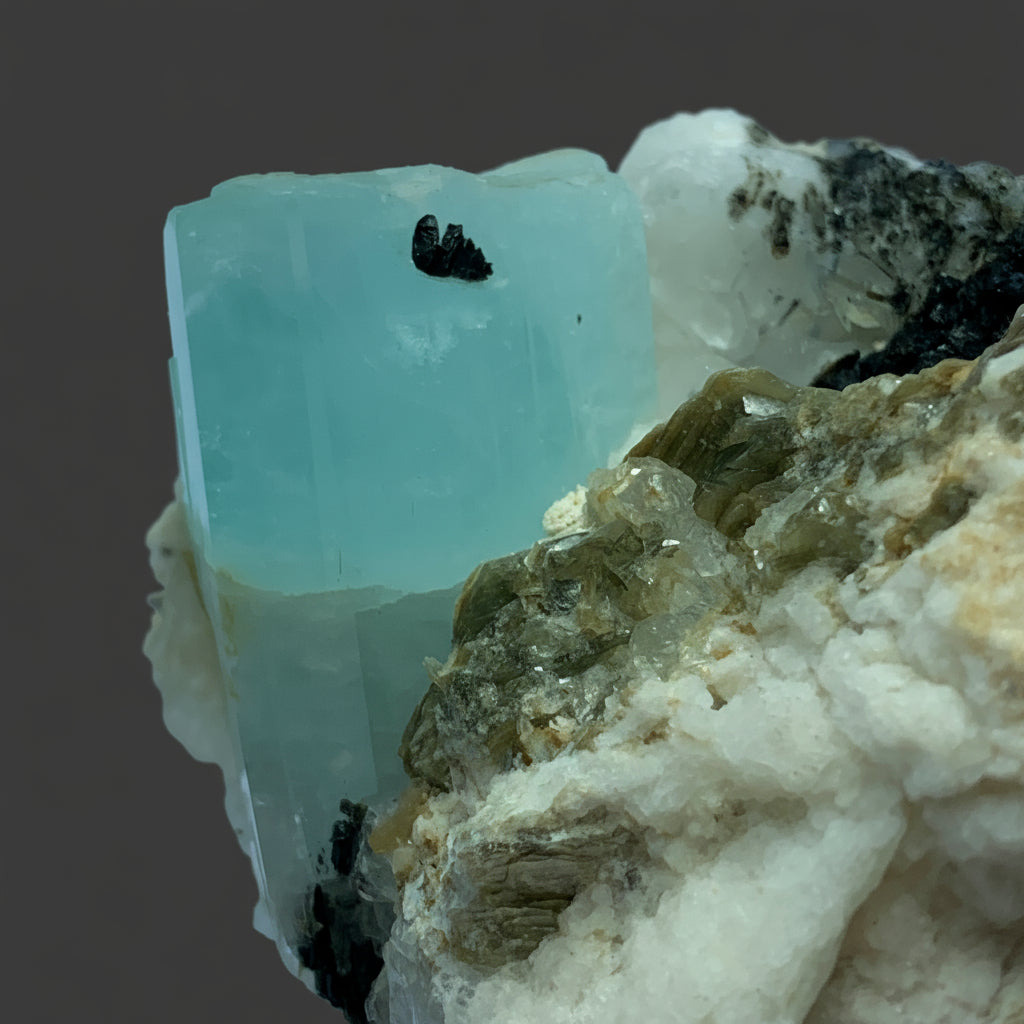 Aquamarine Tourmaline, Feldspar Matrix, 900g Mineral, Pakistan Specimen, Blue Beryl, Raw Crystal, Multi-Mineral, Collector Specimen, Rare Mineral, Aquamarine on Matrix