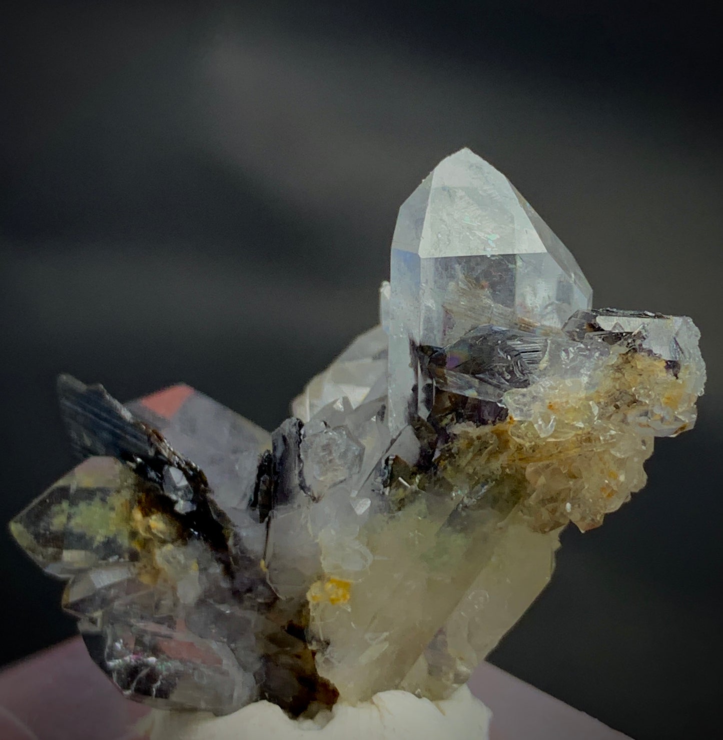 Brookite Crystal, Quartz Cluster, Rare Mineral,  Brookite on Quartz, Collector Specimen, High Energy, Miniature Specimen, Mineral Association, Crystal Dimensions, Natural Specimen, Investment Stone