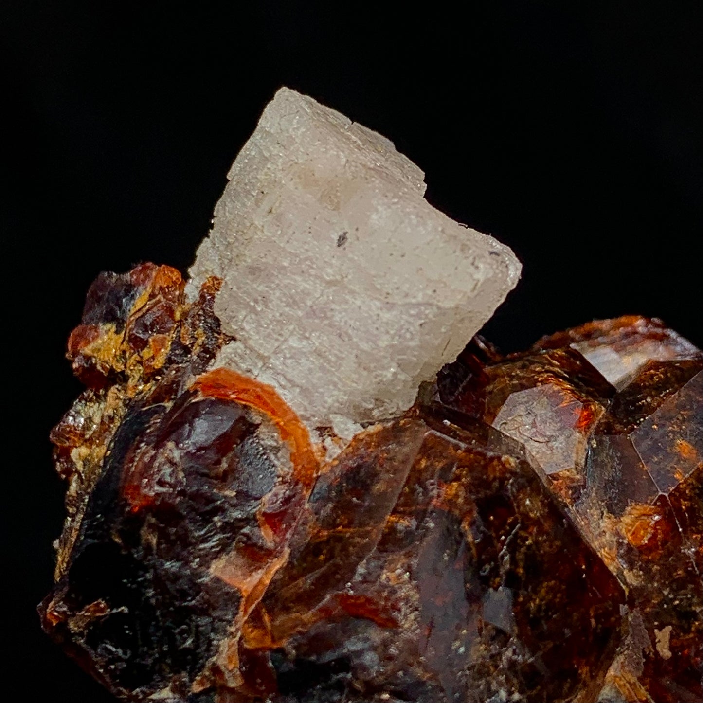 Etched Apatite, Spessartine Garnet, 285 Carats, 57 Grams, Pakistan Mineral, Rare Crystal Habit, Apatite on Garnet, Collector Specimen, Miniature Specimen, Etched Crystal, Mineral Association, Unique Specimen, Crystal Etching