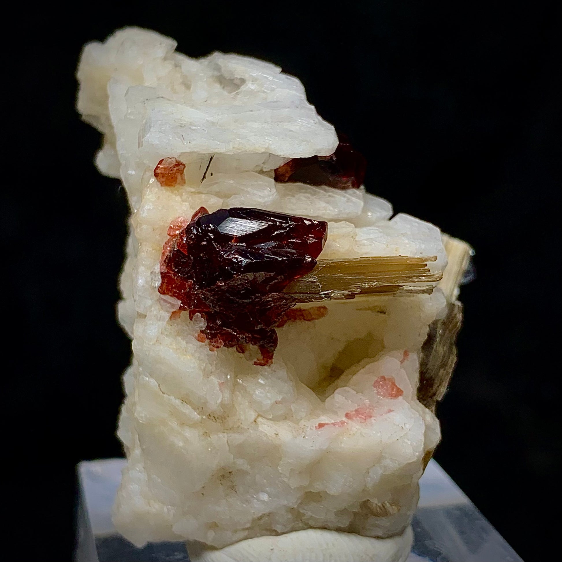 Rhodolite Garnet, Garnet in Matrix, Pakistan Mineral, Heart Chakra, Feldspar, Mica, Pegmatite Mineral, Collector Specimen, Miniature Specimen, Gemstone Crystal, Mineral Association