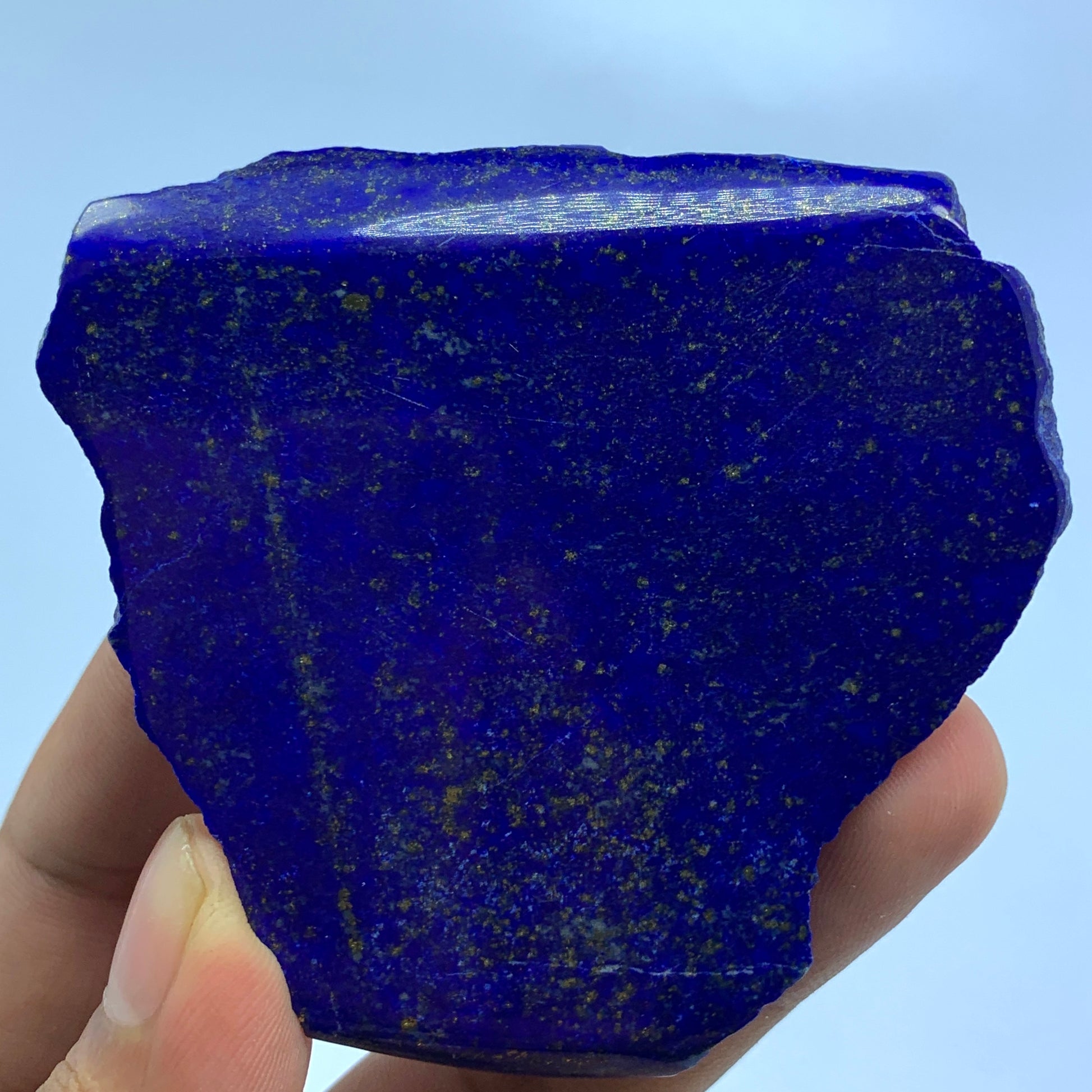 Lapis Lazuli Slab, 455 Carats, AAA Grade, Polished Slice, Royal Blue, Golden Pyrite, Third Eye Chakra, Collector Gem, Display Mineral, Wisdom Stone, Investment Stone, Afghanistan Lapis, Crystal Dimensions