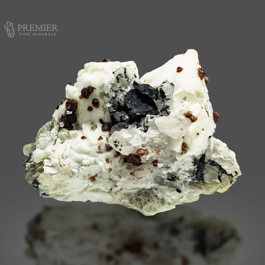 Red Garnet with Schorl on Feldspar
