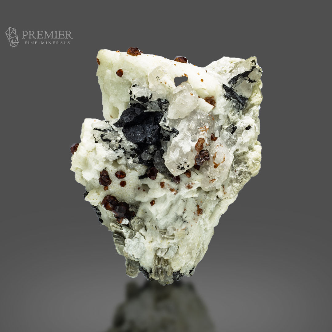 Red Garnet with Schorl on Feldspar