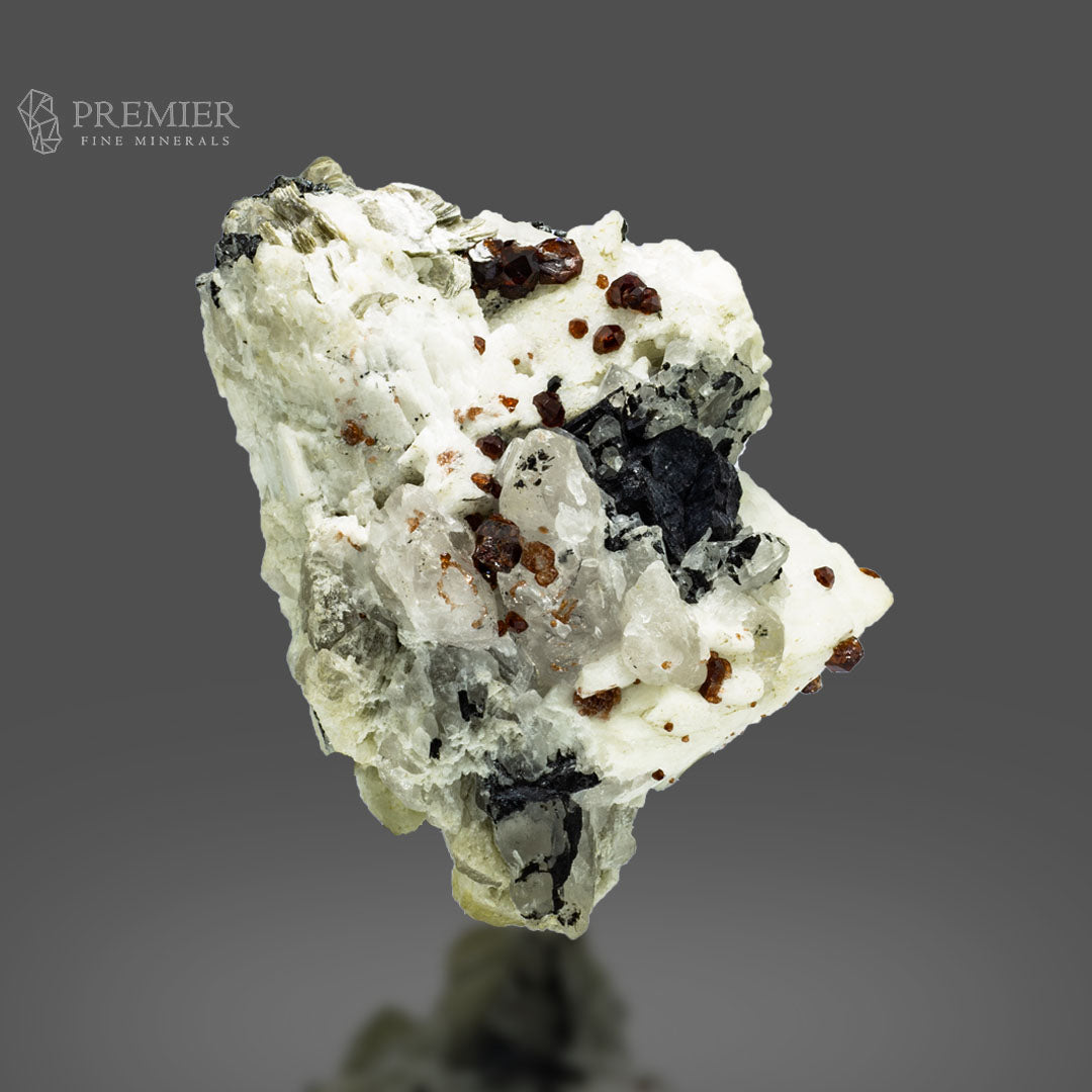 Red Garnet with Schorl on Feldspar