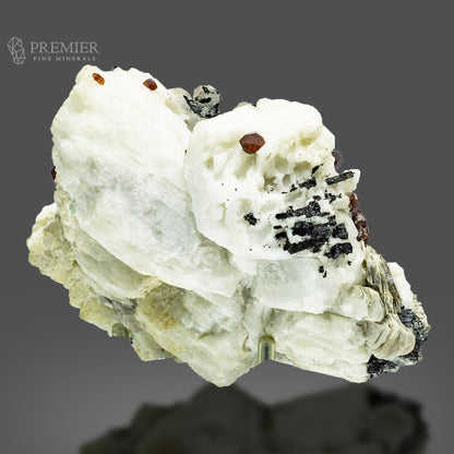 Red Garnet with Schorl on Feldspar