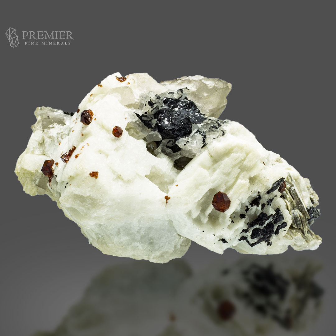 Red Garnet with Schorl on Feldspar