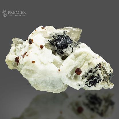Red Garnet with Schorl on Feldspar
