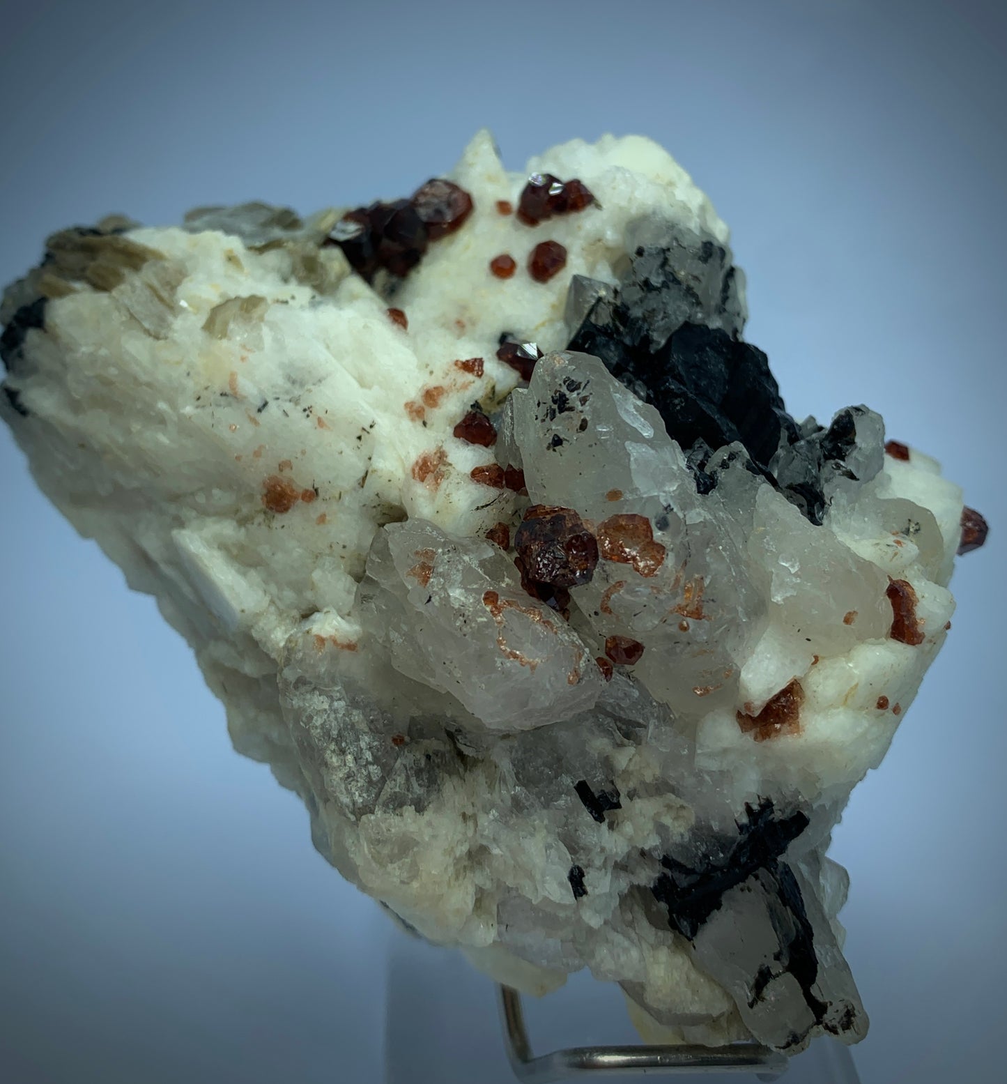 Red Garnet, Black Tourmaline, Feldspar Matrix, Tourmaline Garnet, Pakistan Specimen, Raw Crystal, Mineral Cluster, Collector Grade, Protection Crystal, Garnet on Matrix