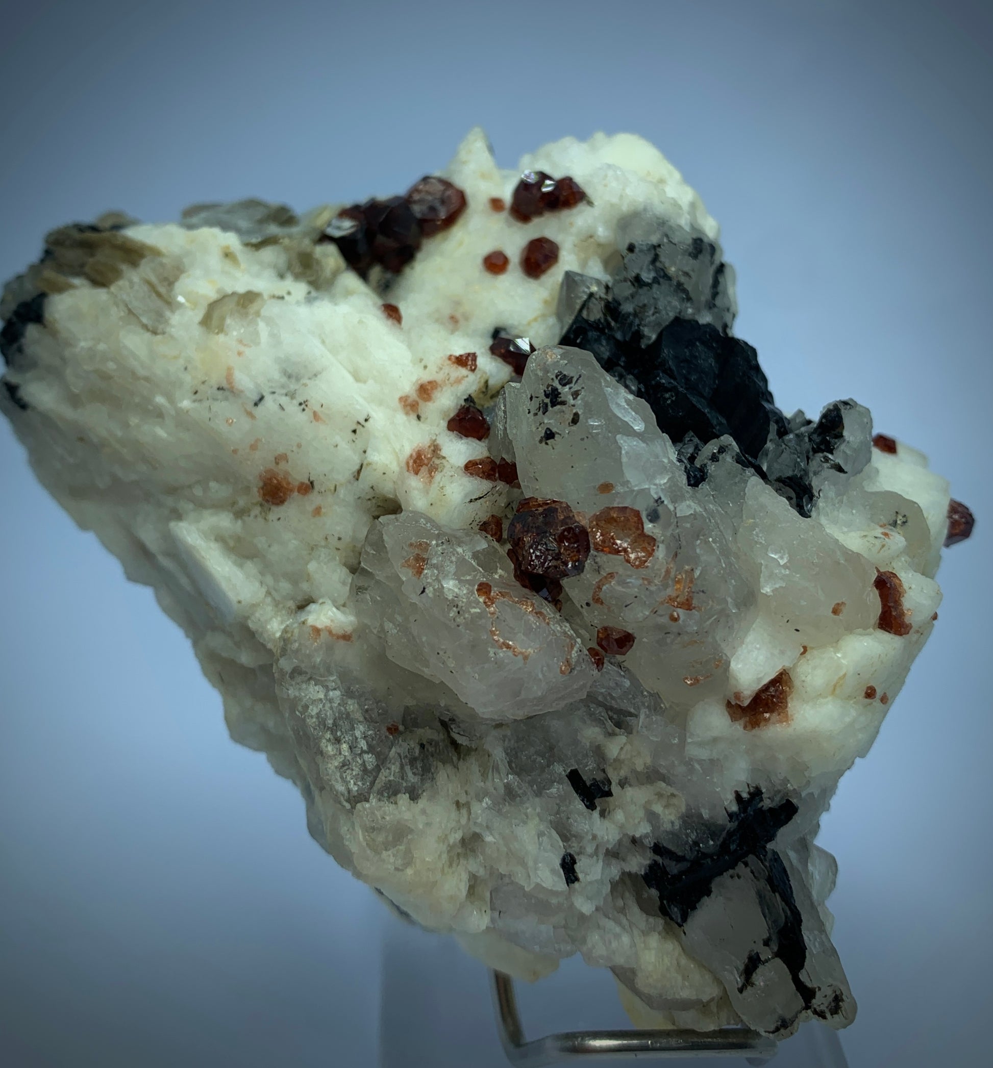 Red Garnet, Black Tourmaline, Feldspar Matrix, Tourmaline Garnet, Pakistan Specimen, Raw Crystal, Mineral Cluster, Collector Grade, Protection Crystal, Garnet on Matrix