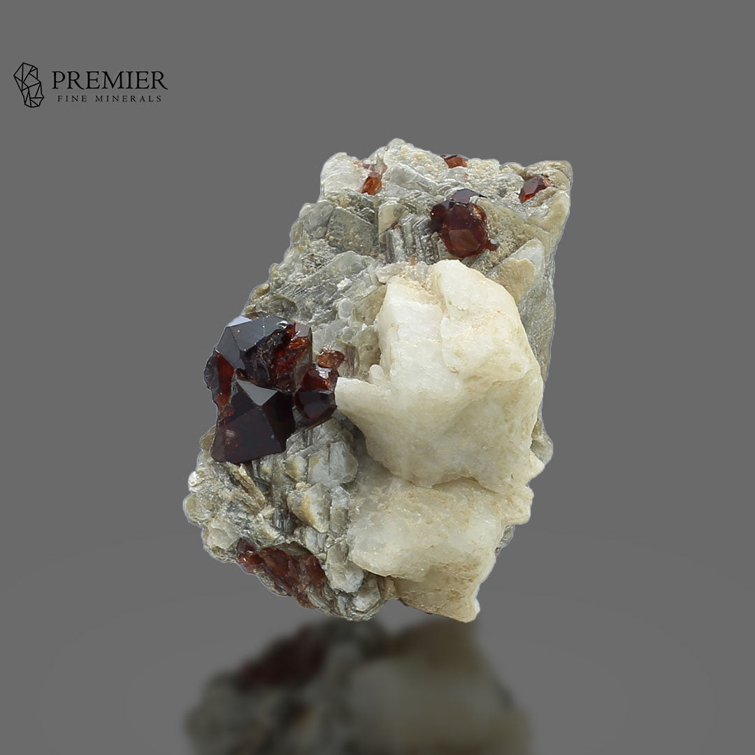 Rhodolite Garnet on Feldspar & Mica _ Pakistan