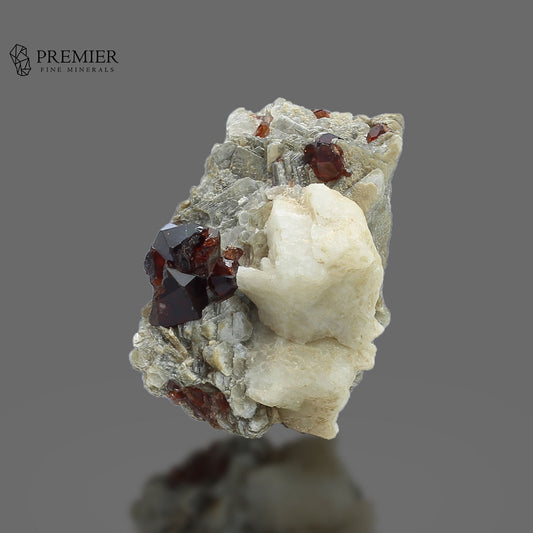Rhodolite Garnet on Feldspar & Mica _ Pakistan