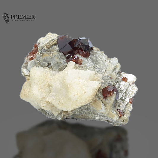 Rhodolite Garnet on Feldspar & Mica _ Pakistan