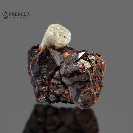 Rare Etched Apatite on Spessartine Garnet Cluster - Pakistan