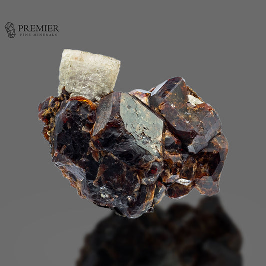 Rare Etched Apatite on Spessartine Garnet Cluster - Pakistan