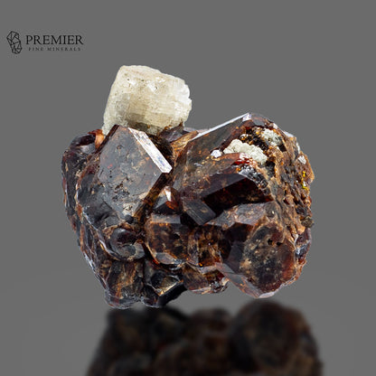 Rare Etched Apatite on Spessartine Garnet Cluster - Pakistan