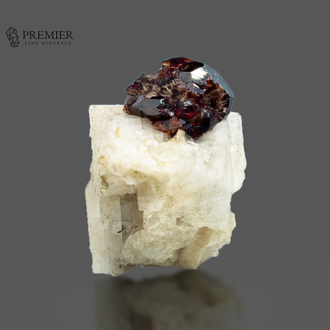 Etched Spessartine Garnet Crystal on Feldspar Matrix - Pakistan
