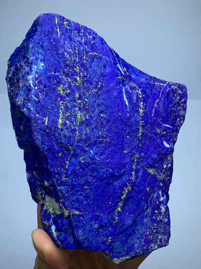 Rough Blue Lapis Lazuli Crystal specimen with golden Pyrite veins,
