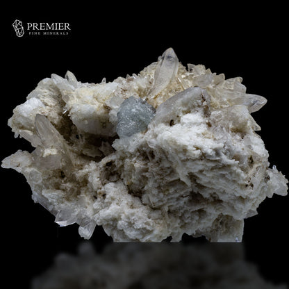 Blue Aquamarine & Lemurian Quartz on Feldspar – Skardu