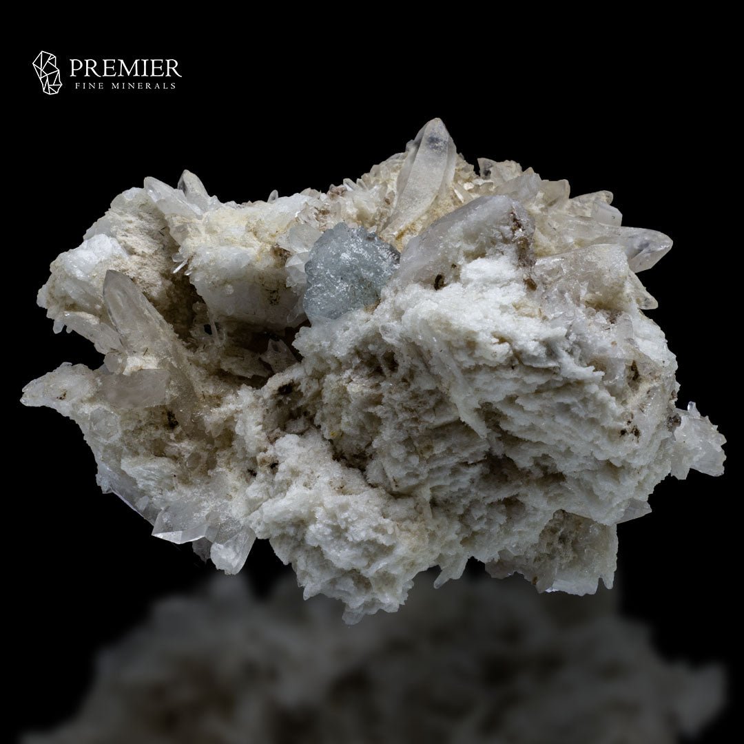 Blue Aquamarine & Lemurian Quartz on Feldspar – Skardu