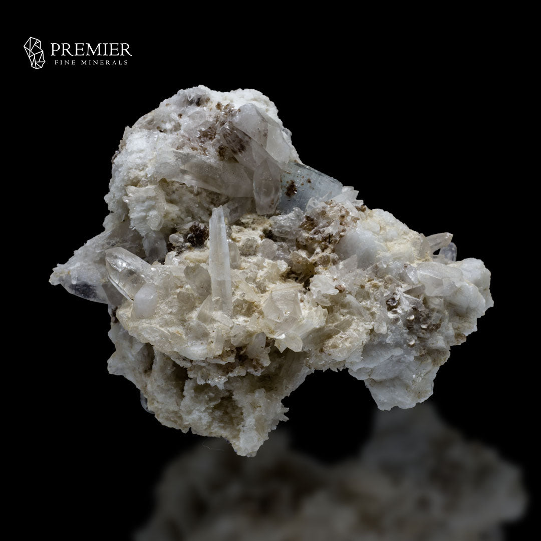 Blue Aquamarine & Lemurian Quartz on Feldspar – Skardu
