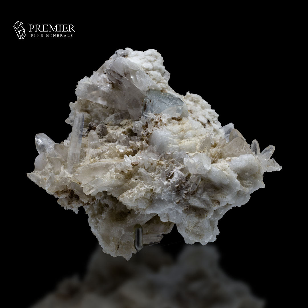 Blue Aquamarine & Lemurian Quartz on Feldspar – Skardu