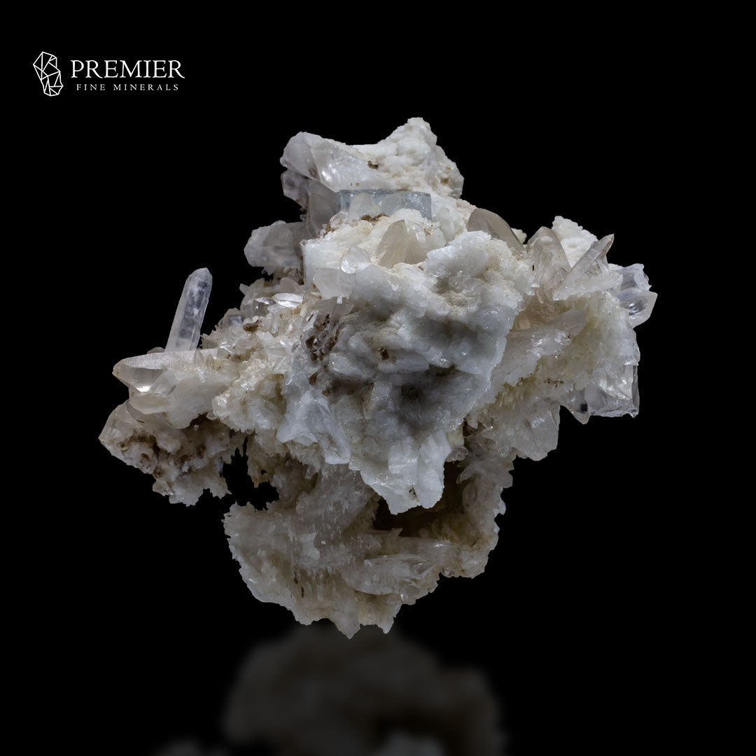 Blue Aquamarine & Lemurian Quartz on Feldspar – Skardu