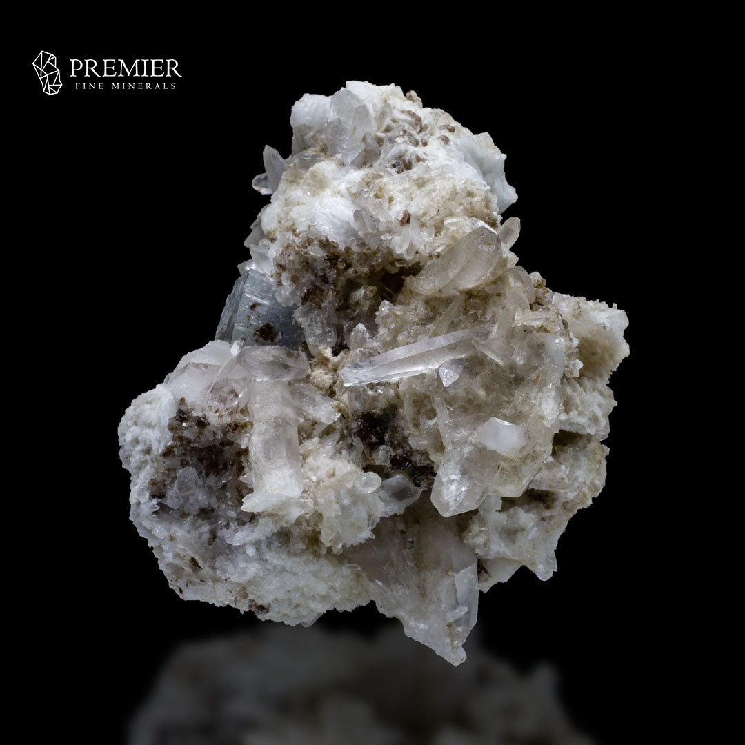 Blue Aquamarine & Lemurian Quartz on Feldspar – Skardu