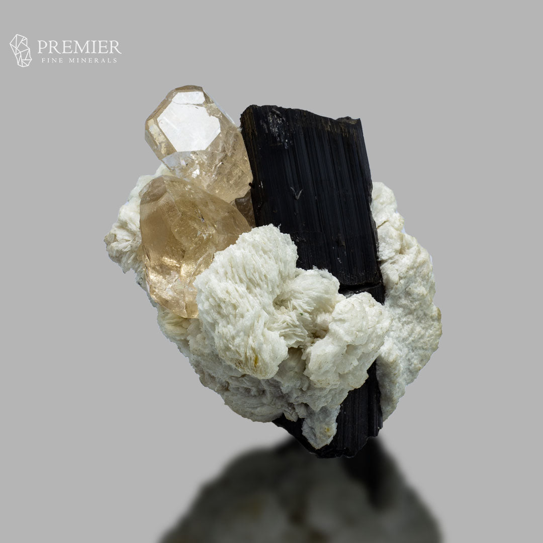 Topaz Twin Crystals  with Schorl - Pakistan