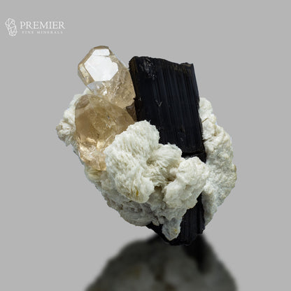Topaz Twin Crystals  with Schorl - Pakistan