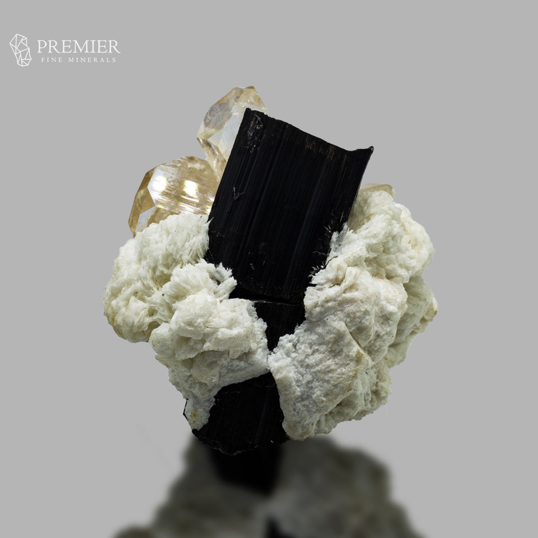 Topaz Twin Crystals  with Schorl - Pakistan